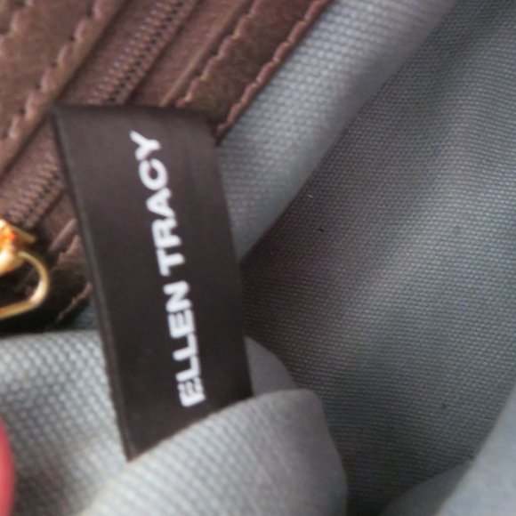 Ellen Tracy COPPER COLOR with Gold Trim Leather Handbag - Picture 10 of 11